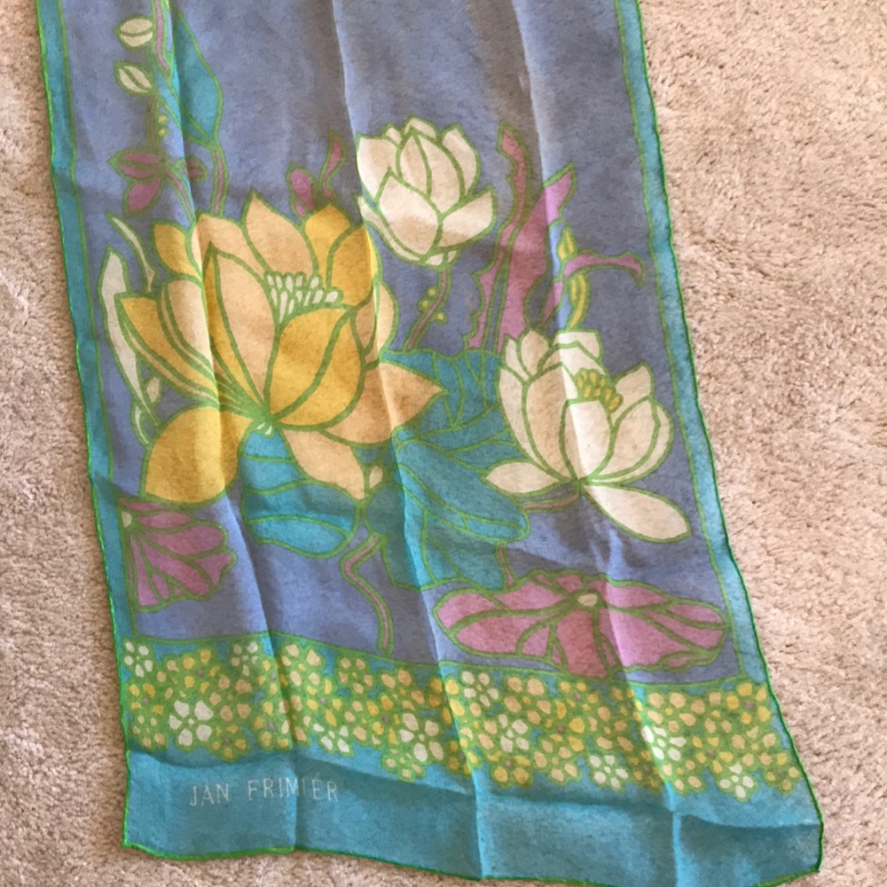 Vintage silk scarf by Jan Frimier plus one